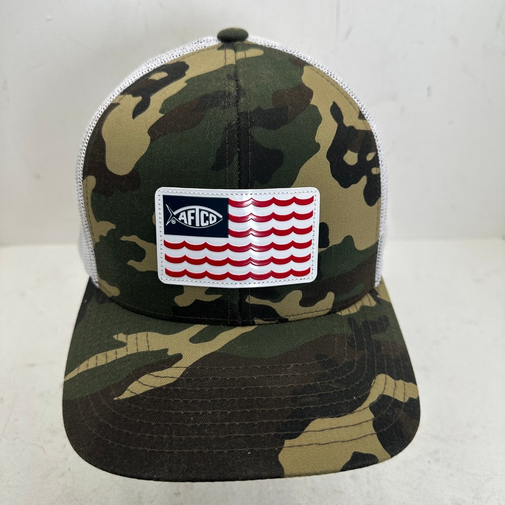 AFTCO Men's Camo Trucker Hat American Fishing Tackle Co Snapback Cap Camo